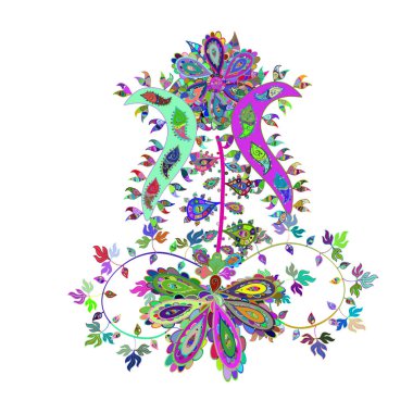 Vektör çizimi. Şatafatlı bahar bahçesi dokusu. Flower eskiz arka planı. Çiçek deseni.