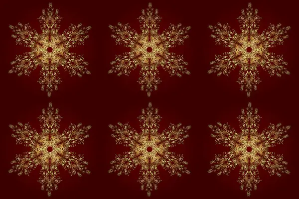 Holiday Design Christmas New Year Fashion Prints Golden Snowflakes Cute — Stock Photo, Image