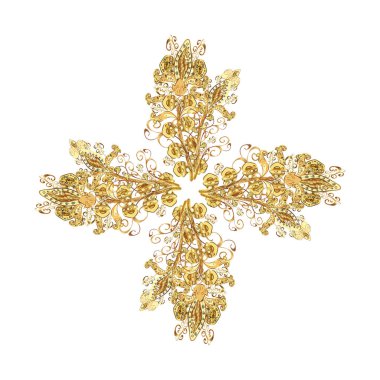 Vektör çizimi. Güzel bir kış süsü. Kar taneleri koleksiyonu. Altın kar tanelerinden izole edilmiş..