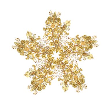 Güzel soyut kar taneleri vektör tasarımı. Yeni yıl kar tanesi. Düz kar karalama ikonları, kar taneleri silueti altın renklerde Noel afişi, kartlar.