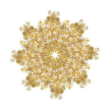 Kar Tanesi Simgesi. Kar Tanesi Vektörü illüstrasyonu. Kış kar tanesi. Altın renklerde izole edilmiş.