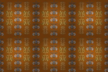 Altın karalama fantezi yaprakları ve beyaz, siyah ve turuncu renklerde çiçeklerden oluşan Raster soyut çelengi. El yapımı dekoratif çerçeve, albüm kapağı, tebrik kartı, klasik Art deco tarzı.