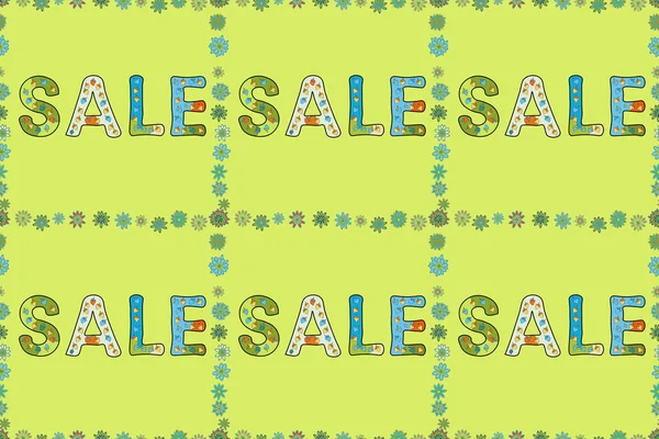 Seamless Lettering Picture Green Blue Yellow Colors Fall Sale Banner — Stock Photo, Image