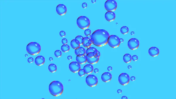 Amazing Super Cute Abstract Nice Picture Pano Blue Colors Bubbles — Stock Photo, Image