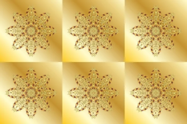 Decorative Christmas Background Bokeh Beige Neutral Yellows Snowflakes Raster Illustration — Zdjęcie stockowe