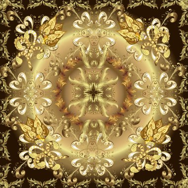 Bej, kahverengi ve nötr renklerde kıvrımlar. Kusursuz desenli çiçekler ve çiçek desenli çizimler. Vektör çizimi. Basit bir şekilde. Çizim, kıyafet, erkek ve kızlar için soyut, kusursuz desen.