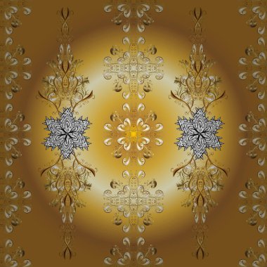 Kusursuz. Sınır çerçeveli desenli halı. Siyah, sarı ve renkler üzerine bir resim. Klasik geleneksel çiçek motifli ve geometrik süslemeli renkli doğu mozaiği. Vektör illüstrasyonu.