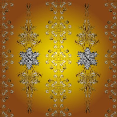 Klasik bir tarz. Barok tarzında kusursuz. Rococo tarzında zarif, zarif bir süs. Vektör tasarımı. Tekstil ve hatıra defteri için güzel bir desen. Gri, sarı ve nötr renklerdeki desenler.