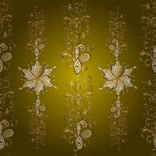 Oriental Vector Pattern Arabesques Floral Elements Traditional Classic Yellow Green — 图库矢量图片