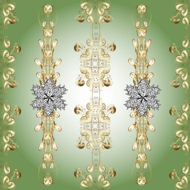 Klasik bir tarz. Vektör çizimi. Barok tarzında kusursuz. Tekstil ve hatıra defteri için güzel bir desen. Rococo tarzında zarif, zarif bir süs. Tarafsız, gri ve yeşil renklerdeki desenler.
