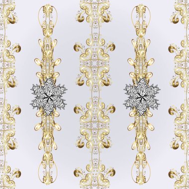 Vektör nötr, gri ve bej yapraklı arka plan, el yapımı yapraklar, çiçekler, girdaplar, karmaşık süsler. Eskizler, kumaşlar, tekstil için geçmişe dönük zengin tasarım. Yeşillik. Güzel, pürüzsüz bir desen..