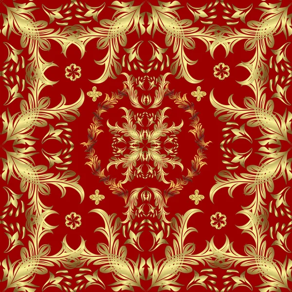 Vektor Orientalisches Ornament Nahtloses Muster Auf Gelben Roten Und Neutralen — Stockvektor