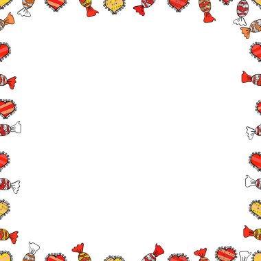 Kusursuz desen. Kırmızı, siyah ve beyaz renkli resim. Karalama elemanları el çizimi çerçeveler. Vektör.