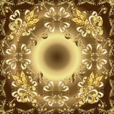 Kahverengi, bej renkli bir resim. Vektör şirin, kusursuz desen arkaplanı. Vektör. Klasik lüks eski moda İspanyol süsü, eskizler, tekstil, ambalajlar için kraliyet Victoria dönemi kusursuz dokusu..