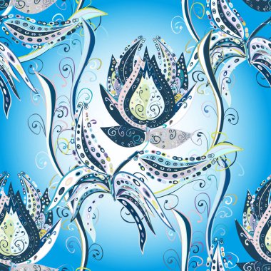 Çiçek ve yapraklı çiçek deseni. Küçük çiçekli şirin bir desen. Vektör illüstrasyonu.