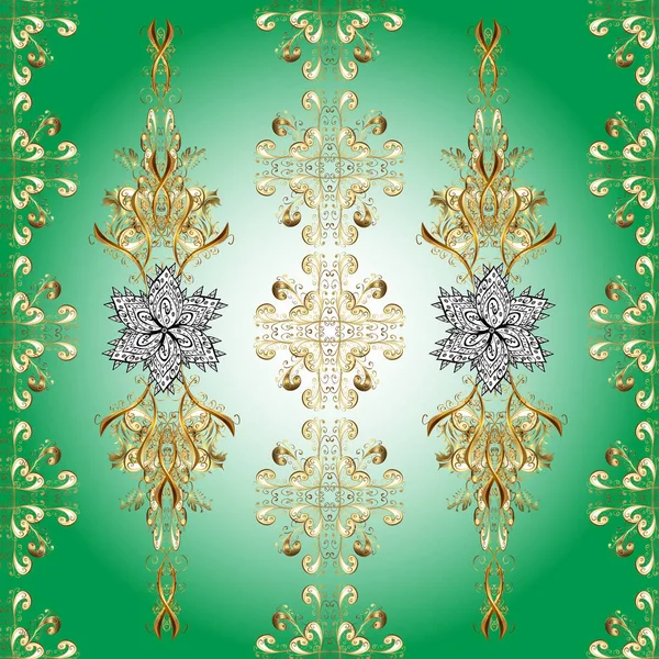 Vektorillustration Sømløse Orientalsk Stil Elementer Grønne Beige Neutrale Farver Kunst – Stock-vektor