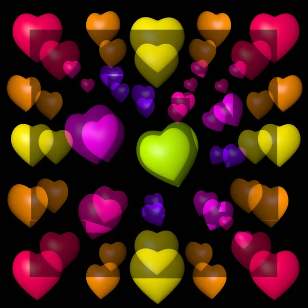 Seamless Raster Pattern Hearts Colorful Illustration Romantic — Stock Photo, Image