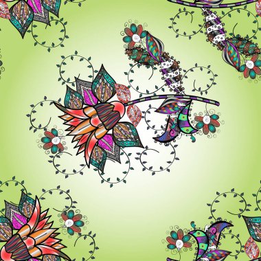 Güzel kumaş deseni. Hoş bir çiçek geçmişi var. Küçük çiçekteki kusursuz desen. Vektör illüstrasyonu.