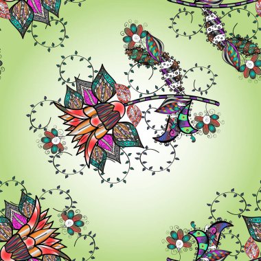 Çiçekli karalama şeklinde vektör deseni. Vektör çizimi. Yumuşak, bahar çiçekleri siyah, nötr ve bej renklerde.