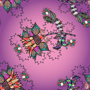 Küçük çiçekte sevimli bir şekil. Çiçekli yaz çiçekleri. Kusursuz. Küçük renkli çiçekler. Moda baskıları için zarif bir şablon. Motley illüstrasyonu.