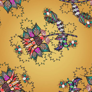 Vektör kalça dokusu deseni. Kusursuz Vintage Çiçek Deseni.