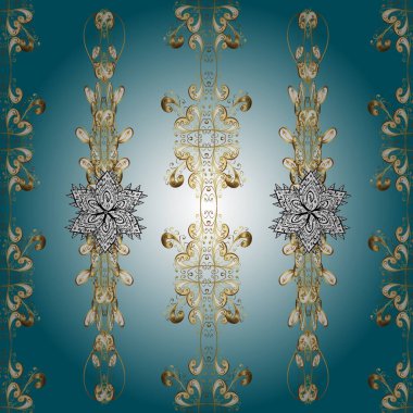 Damask oryantasyon süsü. Klasik kusursuz vektör deseni. Fantezi güzel illüstrasyon. Orient bej, mavi ve kumaş, eskiz ve ambalaj için nötr süs. Klasik vintage arkaplan.