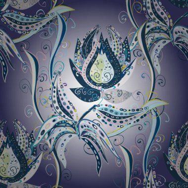 Vektör Trendy kumaş deseni. Şirin çiçekler. Kesintisiz çizgi deseni.