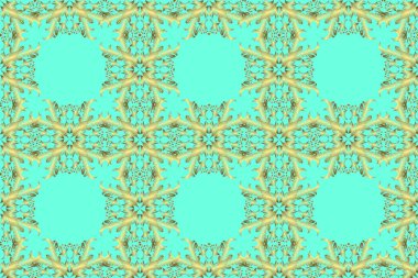 Kusursuz kıvırcık saçlar. Raster altın desen. Doğulu stil altın deseni altın elementli sarı, nötr ve mavi renklerde arabesliyor..