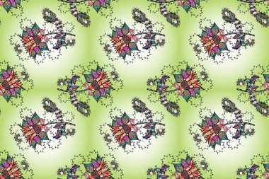 Küçük çiçekteki kusursuz desen. Hoş bir çiçek geçmişi var. Raster illüstrasyonu. Güzel kumaş deseni.