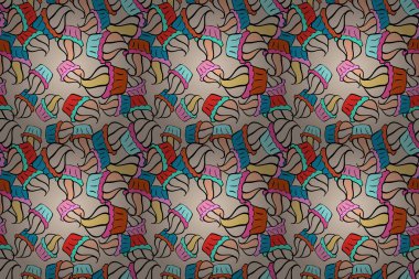 Çikolatalı doğum günü tatlı kek illüstrasyonu. Kusursuz leziz kekler ve kekler mavi, bej ve siyah üzerine raster çizgi filmi..