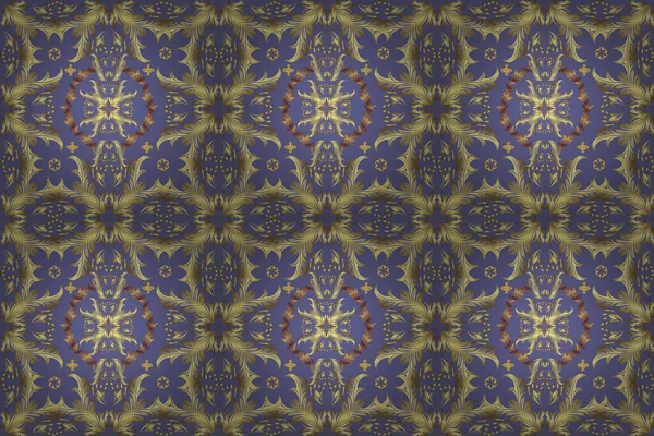 紫罗兰色和金色图案 优雅的栅格经典图案 重复元素的无缝隙抽象背景 — 图库照片