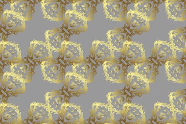 Kusursuz klasik raster altın desenli. Altın desenli sarı, nötr ve gri renkte altın elementler. Geleneksel oryantasyon süsü. Klasik vintage arkaplan.