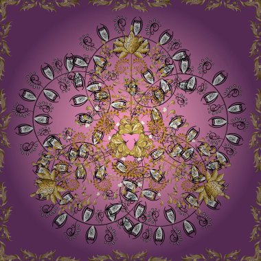 Vektör süslemeleri, arka plan. Mandalas 'la kusursuz bir düzen. Soyut süslemeli kusursuz desen.