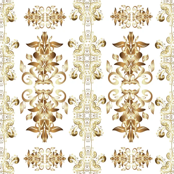 Vector Vintage Baroque Floral Seamless Pattern Gold Luxury Royal Victorian — Stock Vector