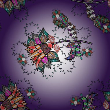 Çiçekler mor, siyah ve nötr renkler suluboya tarzında. Mor, siyah ve nötr renklerde çiçeklerle kusursuz çiçek deseni.