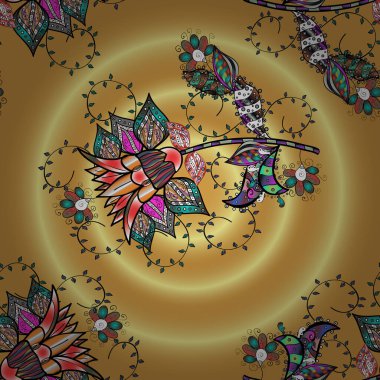 Vektör deseni. Çiçekli, suluboya desenli kusursuz çiçek deseni. Küçük çiçekte güzel bir çiçek deseni..