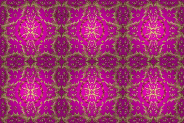 Raster illüstrasyonu. Kusursuz soyut bir arkaplan. Oriental raster klasik nötr, morumsu ve sarı ve altın desenli.