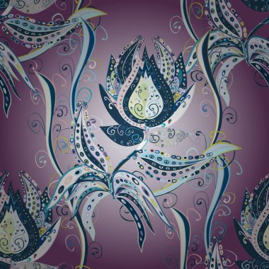 Çiçekli tebrik kartı. Doğum günü kartı ya da düğün davetiyesi. Vektör çizimi. Çiçek arkaplan. Mavi, nötr ve mor renklerde. Suluboya çiçek buketi.