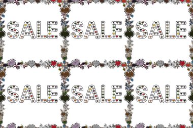 Raster. Baskı tasarımı için şablon, afiş, poster, ilan. Kusursuz desen. Gri, beyaz ve siyah renkli resim. Sosyal medyada yaz yarışmaları için bağış pankartı.