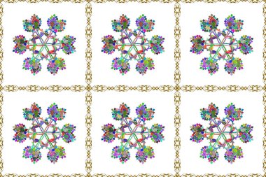 Küçük çiçekteki sevimli çiçek deseni. Çiçekler mavi, beyaz ve yeşil renklerde.