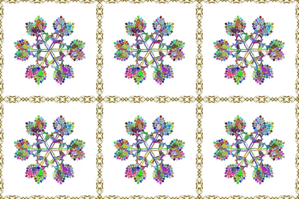 Färg Sommar Tema Sömlöst Mönster Bakgrund Flat Flower Elements Design — Stockfoto