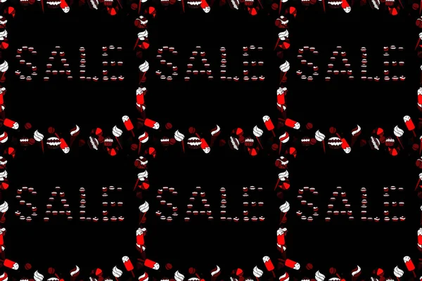拉斯特无缝图案 让人恶心用黑色 白色和红色说明 秋季销售横幅设计 网上购物特价 — 图库照片