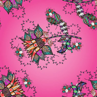 Karalama elementleri. Elle çizilmiş Vektör çizimi. Çizim, web sitesi arka planı, paket kağıdı, davetiye, broşür, afiş veya web sitesi için kusursuz çiçek deseni kullanılabilir.