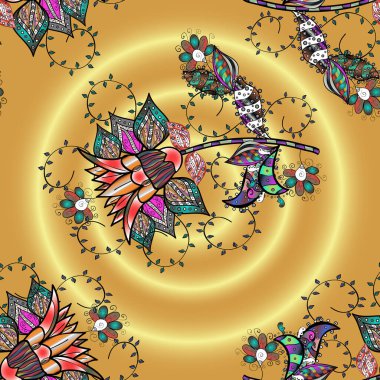 Elle çizilmiş çiçek deseni (fayans). Sevimli çiçeklerle, desenli, bej, siyah ve sarı renklerle renksiz desenli. Tekstil için suluboya desensiz.