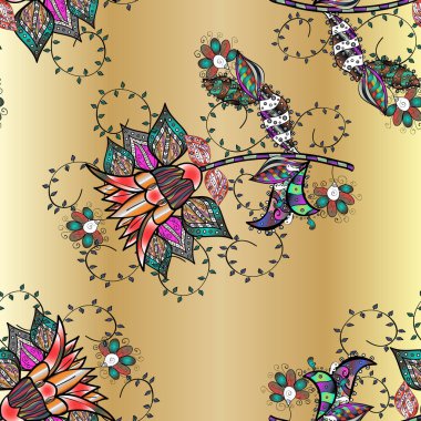 Tarafsız, bej ve siyah renklerde çiçekler. Çiçekli karalama şeklinde vektör deseni. Nazik, sevimli çiçek arkaplanı..