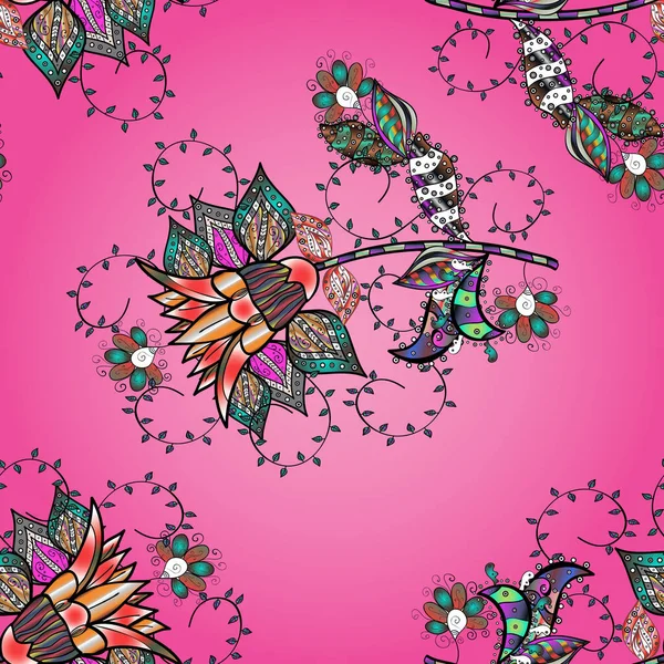 Karalama elementleri. Elle çizilmiş Vektör çizimi. Çizim, web sitesi arka planı, paket kağıdı, davetiye, broşür, afiş veya web sitesi için kusursuz çiçek deseni kullanılabilir.