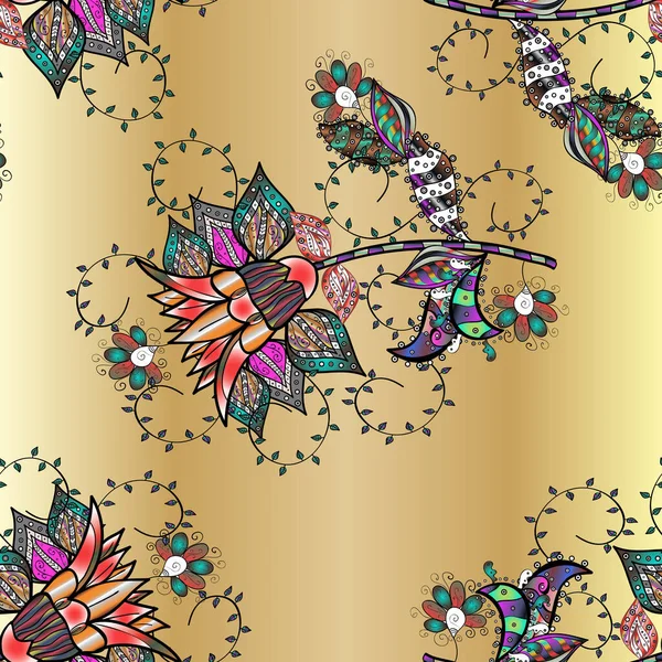 Tarafsız, bej ve siyah renklerde çiçekler. Çiçekli karalama şeklinde vektör deseni. Nazik, sevimli çiçek arkaplanı..