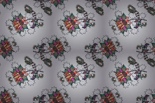 カラースプリングテーマシームレスパターン背景 派手な生地パターン ラスターイラストのシームレスな花柄 フラットフラワーエレメントデザイン — ストック写真