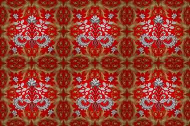 Barok tarzında kusursuz bir doğulu süsü. Tarafsız, sarı ve altın elementli kırmızı renkler üzerine geleneksel klasik altın raster deseni.