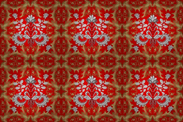 Seamless Oriental Ornament Style Baroque Traditional Classic Golden Raster Pattern — Stock Photo, Image